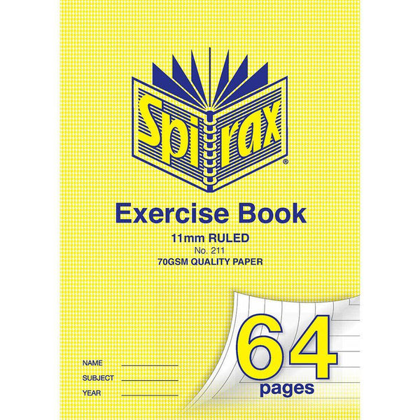 Spirax 211 Exercise Book Ruled 11Mm 70Gsm 64 Page A4 56211 - SuperOffice