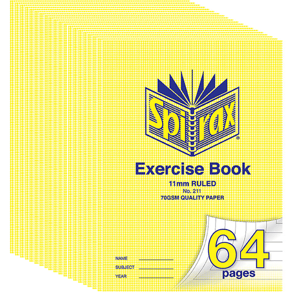 Spirax 211 Exercise Book Ruled Lines 11mm 70GSM 64 Page A4 20 Pack 56211 (20 Pack) - SuperOffice
