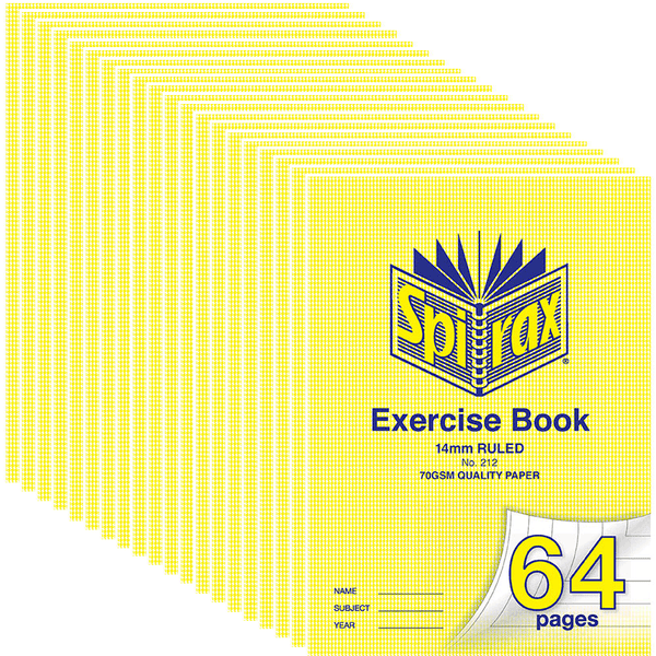 Spirax 212 Exercise Book Ruled 14mm 70GSM 64 Page A4 Pack 20 56212 (20 Pack) - SuperOffice