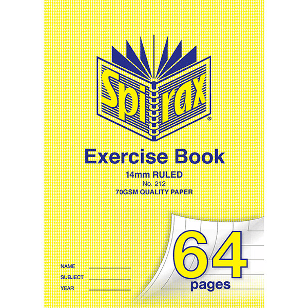Spirax 212 Exercise Book Ruled 14mm 70GSM 64 Page A4 Pack 20 56212 (20 Pack) - SuperOffice
