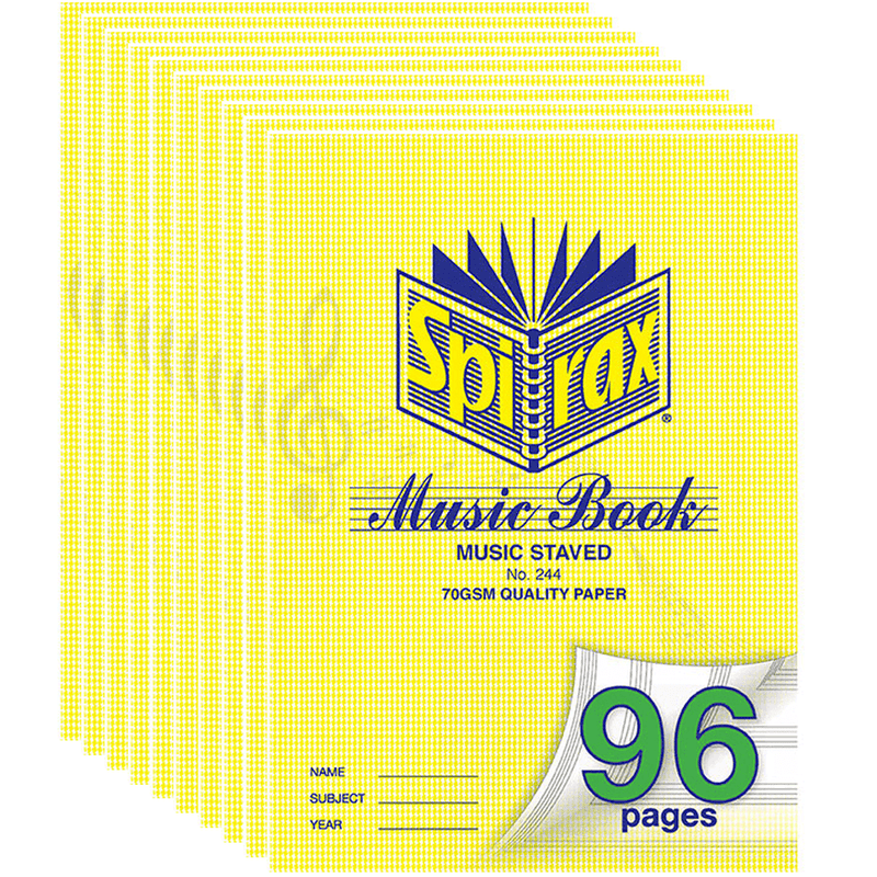 Spirax 244 Music Book Staved Lines 96 Page A4 Pack 10 Bulk 55244 (10 Pack) - SuperOffice