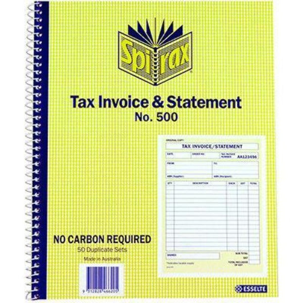 Spirax 500 Tax Invoice Statement Book Quarto 250 X 200Mm 56500 - SuperOffice