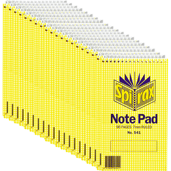 Spirax 541 Reporters Notebook Pad Spiral Bound Top Open 96 Page 147x87mm Pack 20 55241 (20 Pack) - SuperOffice