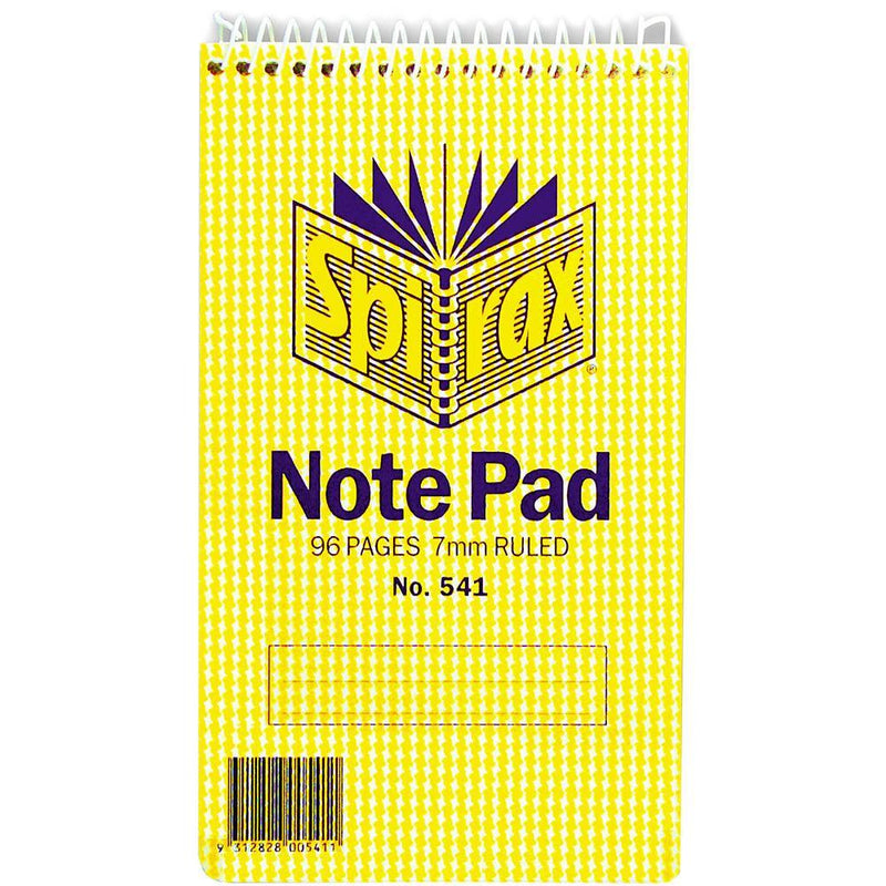 Spirax 541 Reporters Notebook Pad Spiral Bound Top Open 96 Page 147x87mm Pack 20 55241 (20 Pack) - SuperOffice