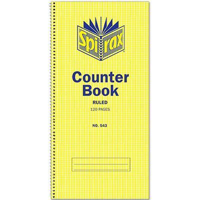 Spirax 543 Counter Book Spiral Bound Feint Ruled 120 Page 297x135mm 55233 - SuperOffice