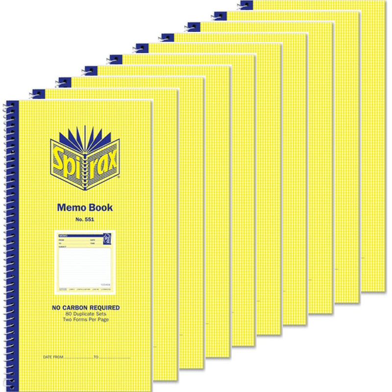 Spirax 551 Memo Book No Carbon 272x144mm Pack 10 55228 (10 Pack) - SuperOffice
