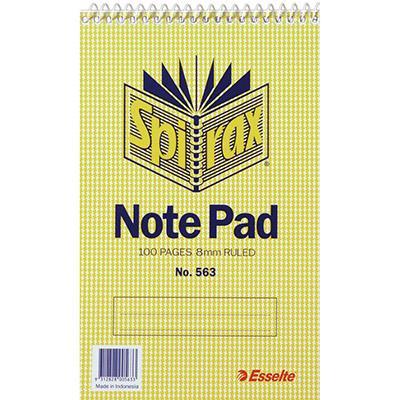 Spirax 563 Reporters Notebook Spiral Bound Top Open 100 Page 200 X 127Mm 56048 - SuperOffice