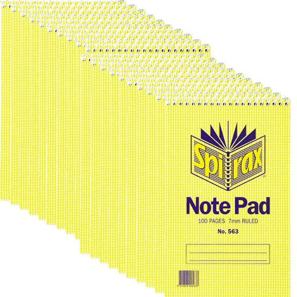 Spirax 563 Reporters Notebook Spiral Bound Top Open 100 Page 200x127mm 20 Pack 56048 (20 Pack) - SuperOffice