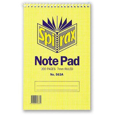 Spirax 563A Reporters Notebook Spiral Bound Top Open 200 Page 200 X 127Mm 56049 - SuperOffice