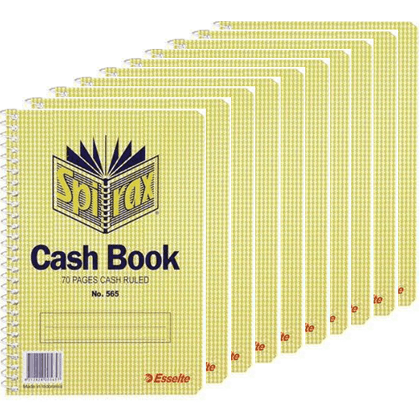 Spirax 565 Cash Book Spiral Bound Side Open 70 Page 167x114mm Pack 10 56052 (10 Pack) - SuperOffice