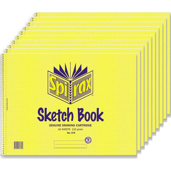 Spirax 579 Sketch Book Side Open Spiral 16 Leaf 272x360mm 10 Pack 56065 (10 Pack) - SuperOffice