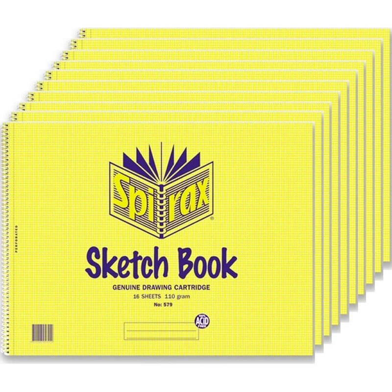 Spirax 579 Sketch Book Side Open Spiral 16 Leaf 272x360mm 10 Pack 56065 (10 Pack) - SuperOffice