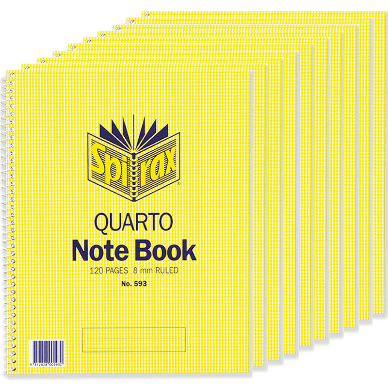 Spirax 593 Notebook Spiral Bound Side Open 120 Page Quarto 252x200mm Pack 10 56056 (10 Pack) - SuperOffice