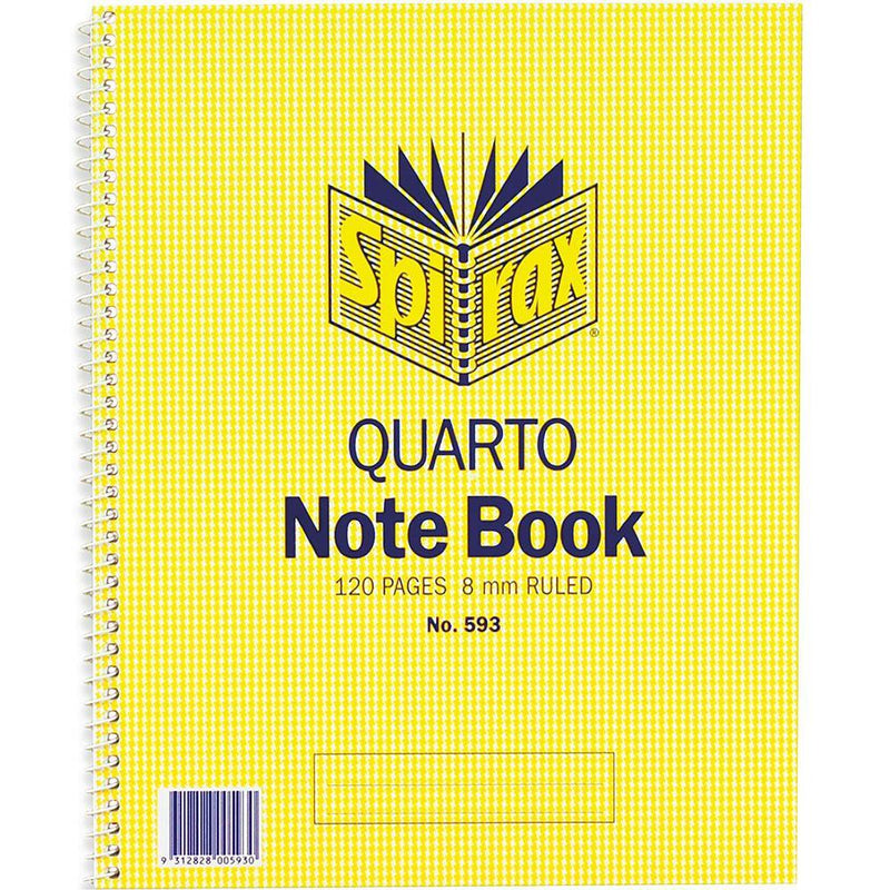 Spirax 593 Notebook Spiral Bound Side Open 120 Page Quarto 252x200mm Pack 10 56056 (10 Pack) - SuperOffice