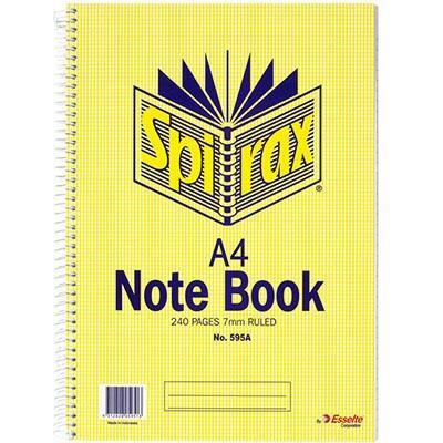 Spirax 595A Notebook 7Mm Ruled Spiral Bound 240 Page A4 56059 - SuperOffice