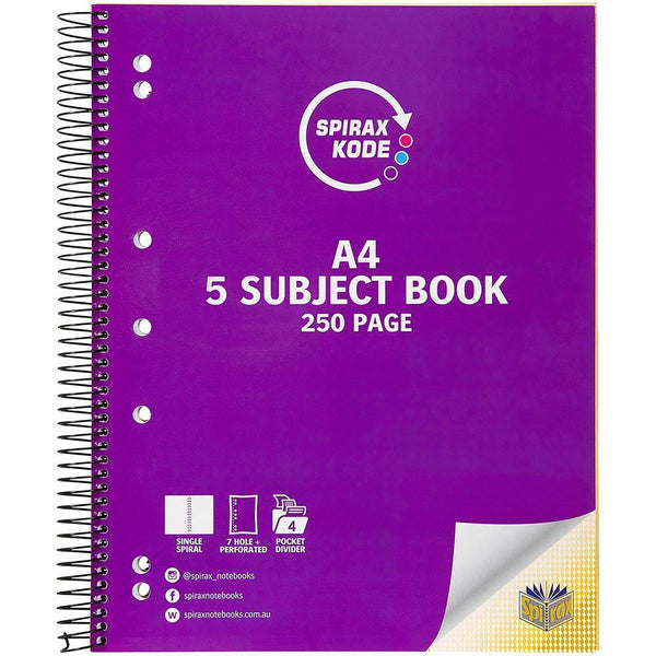 Spirax 960 Kode 5-Subject Notebook 250 Page A4 56960C - SuperOffice