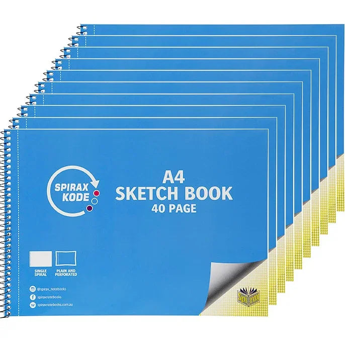 Spirax 964 Kode Sketchbook Book 40 Page A4 Blue Cover 10 Pack 56964C (10 Pack) - SuperOffice