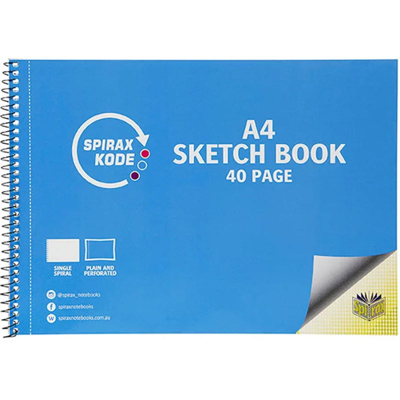 Spirax 964 Kode Sketchbook Book 40 Page A4 Blue Cover 10 Pack 56964C (10 Pack) - SuperOffice