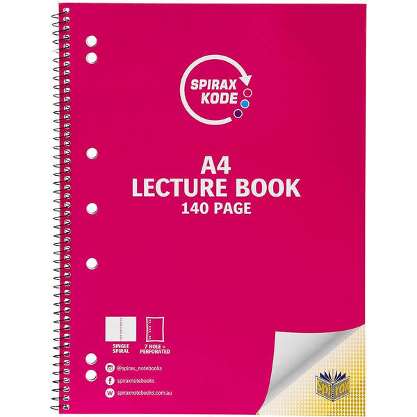 Spirax 966 Kode Lecture Book 140 Page A4 56966C - SuperOffice