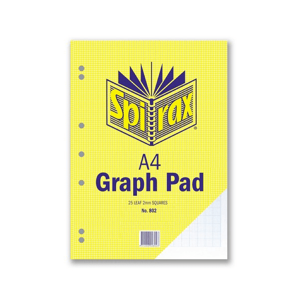 Spirax Graph Pad Book 802 2mm Squares 25 Leaf A4 Pack 10 56083 (10 Pack) - SuperOffice