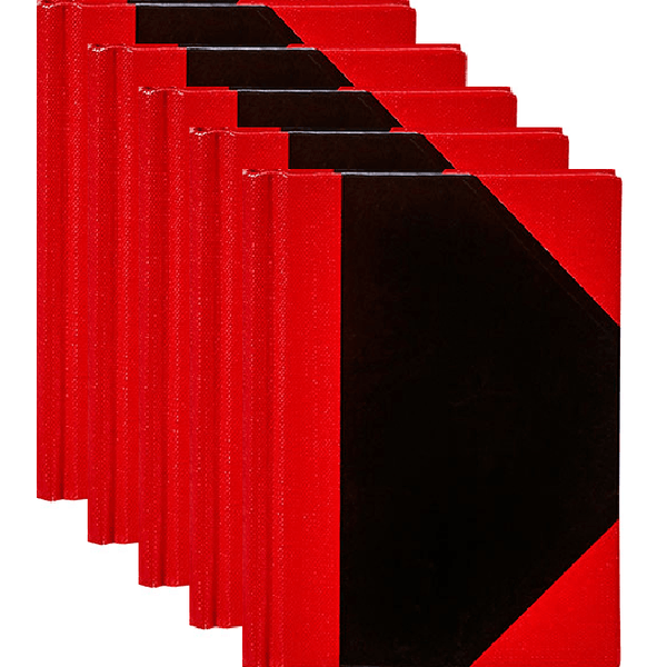 Spirax Notebook Casebound Ruled 100 Leaf A7 Black/Red 5 Pack 56521 (5 Pack) - SuperOffice
