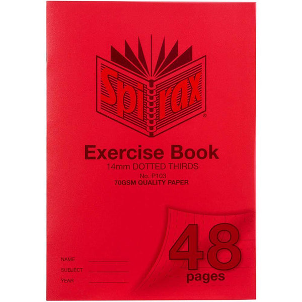 Spirax P103 Exercise Book Dotted Thirds 14Mm 70Gsm 48 Page A4 Red 56103P - SuperOffice