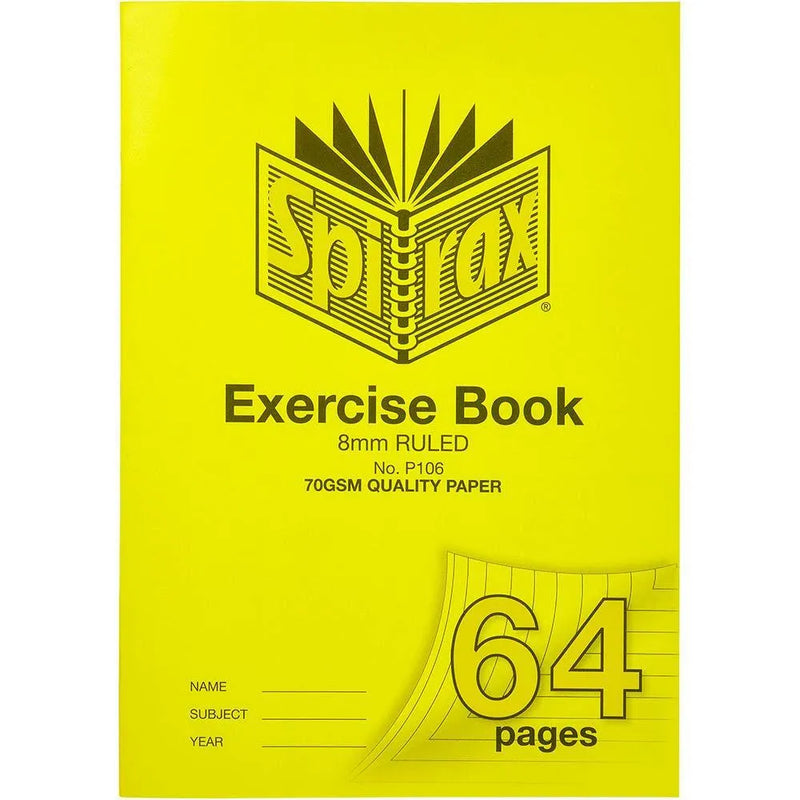 Spirax P106 Exercise Book Ruled 8mm 70Gsm 64 Page A4 10 Pack 56106P (10 Pack) - SuperOffice