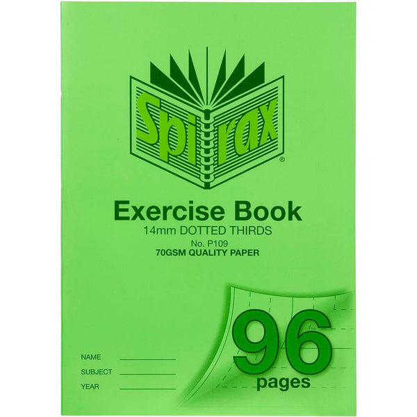 Spirax P109 Exercise Book Dotted Thirds 14Mm 70Gsm 96 Page A4 Green 56109P - SuperOffice