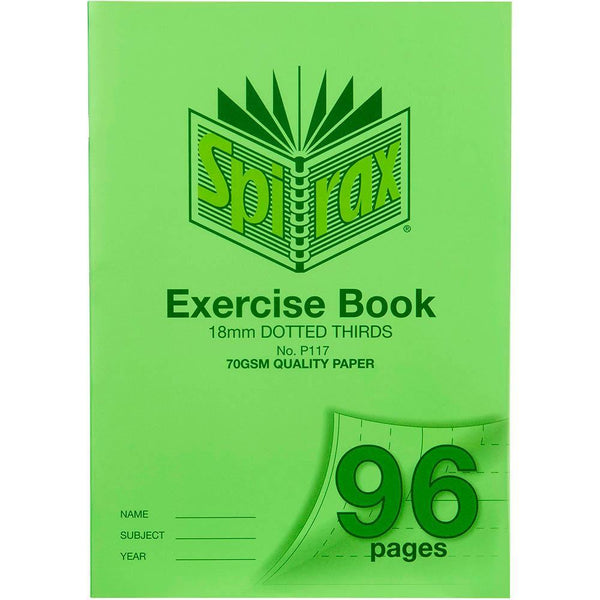 Spirax P117 Exercise Book Dotted Thirds 18Mm 70Gsm 96 Page A4 Green 56117P - SuperOffice