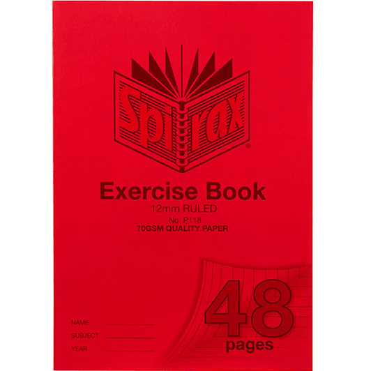 Spirax P118 Exercise Book Ruled 12mm 70GSM 48 Page A4 Red 10 Pack 56118P (10 Pack) - SuperOffice