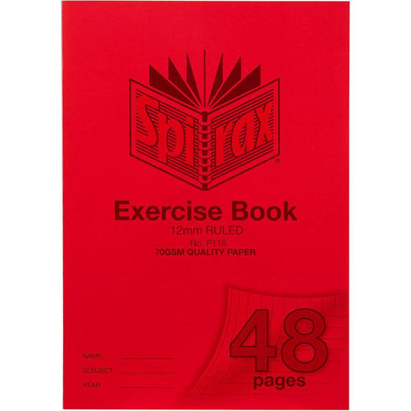 Spirax P118 Exercise Book Ruled 12Mm 70Gsm 48 Page A4 Red 56118P - SuperOffice