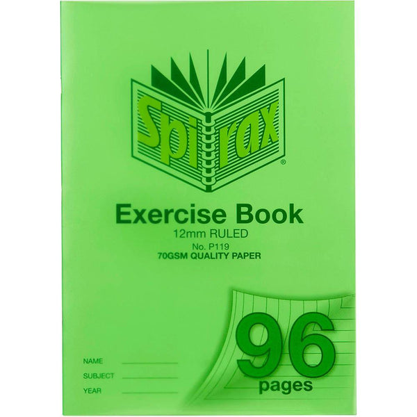Spirax P119 Exercise Book Ruled 12Mm 70Gsm 96 Page A4 Green 56119P - SuperOffice