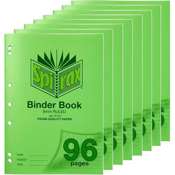 Spirax P121 Binder Book 8mm Ruled 96 Pages A4 Green Pre-Punched Pack 8 56121P (8 Pack) - SuperOffice
