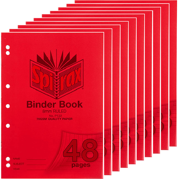 Spirax P122 Binder Book 8mm 48 Page A4 Red Pack 10 56122P (10 Pack) - SuperOffice