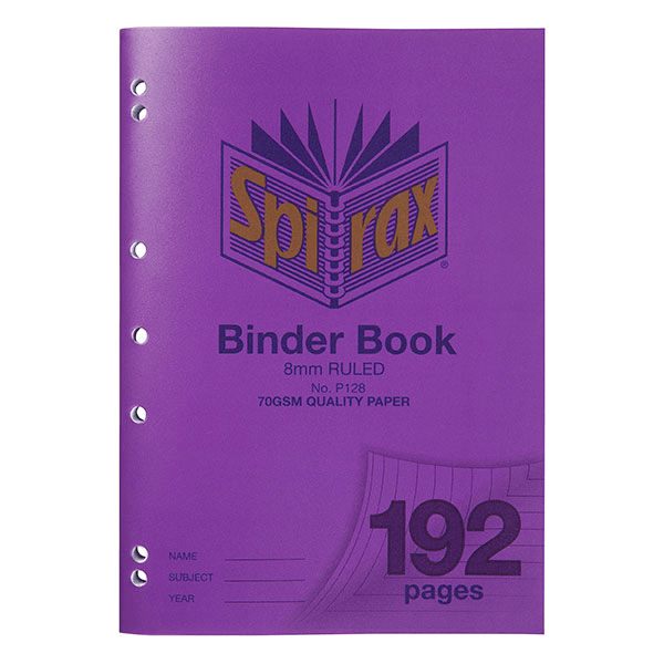 Spirax P128 Binder Notebook 8mm Ruled Lines 192 Page A4 5 Pack Purple 56128P (5 Pack) - SuperOffice