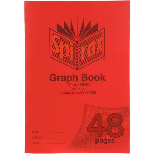 Spirax P130 Graph Book 10Mm Grid 48 Page A4 Red 56130P - SuperOffice