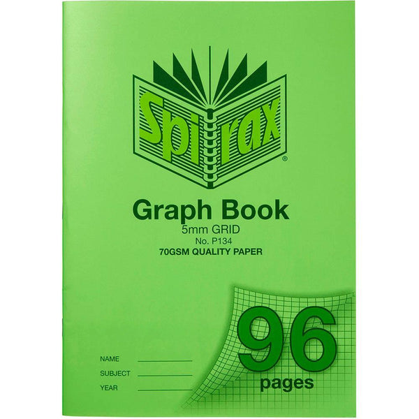 Spirax P134 Graph Book 5mm Grid 96 Page A4 Green 56134P - SuperOffice