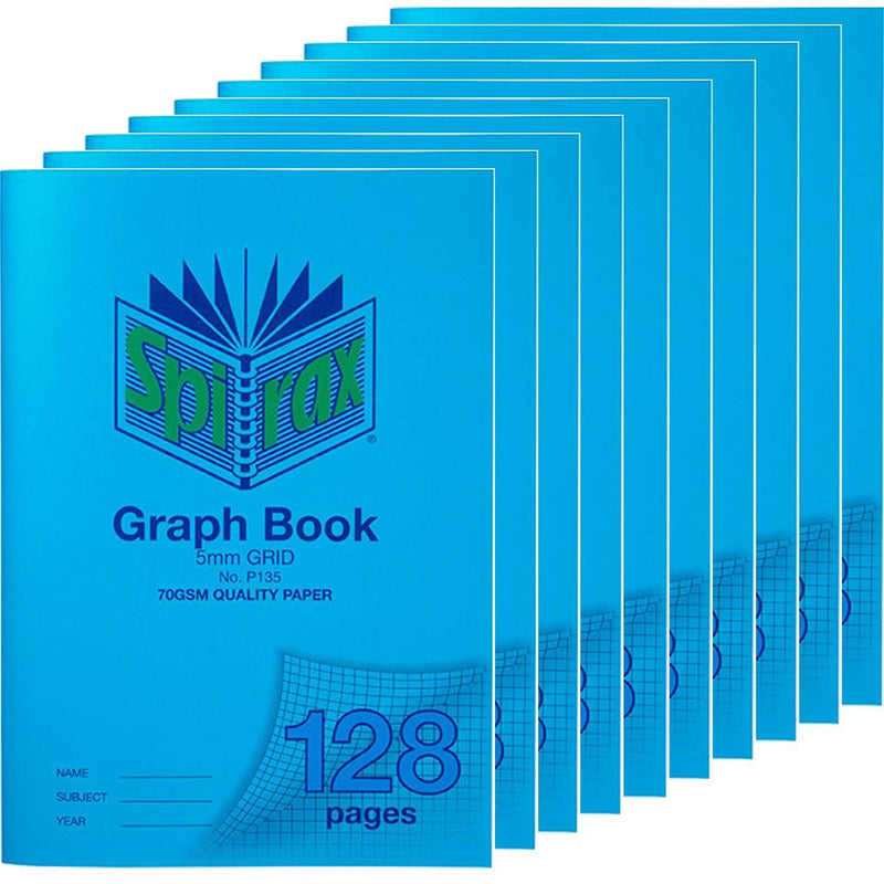 Spirax P135 Graph Book 5mm Grid 128 Page A4 Blue 10 Pack 56135P (10 Pack) - SuperOffice