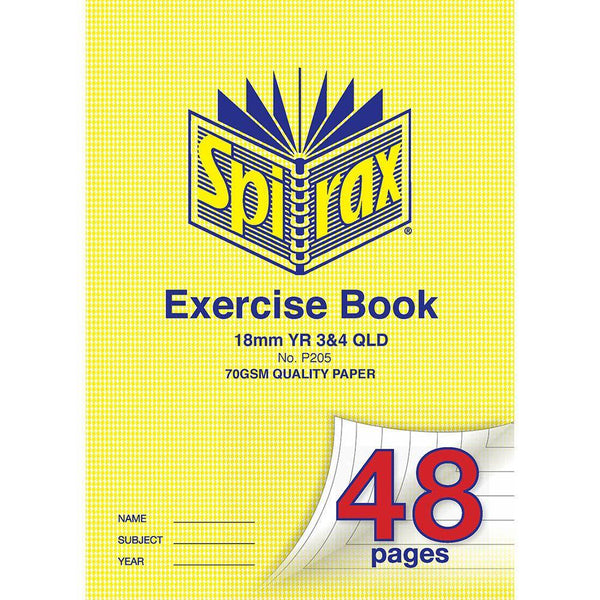 Spirax P205 Exercise Book Qld Ruling Year 3/4 12Mm 70Gsm 48 Page A4 56205P - SuperOffice