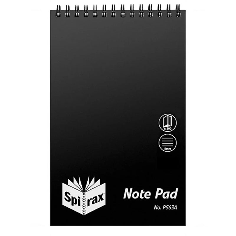 Spirax P563A PP Notebook Reporters 200x127mm 200 Page Black Pack 10 5604900 (Pack 10) - SuperOffice