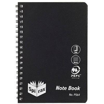Spirax P564 Notepad Spiral Bound Side Open 80 Page 167 X 114Mm Black 5605100 - SuperOffice