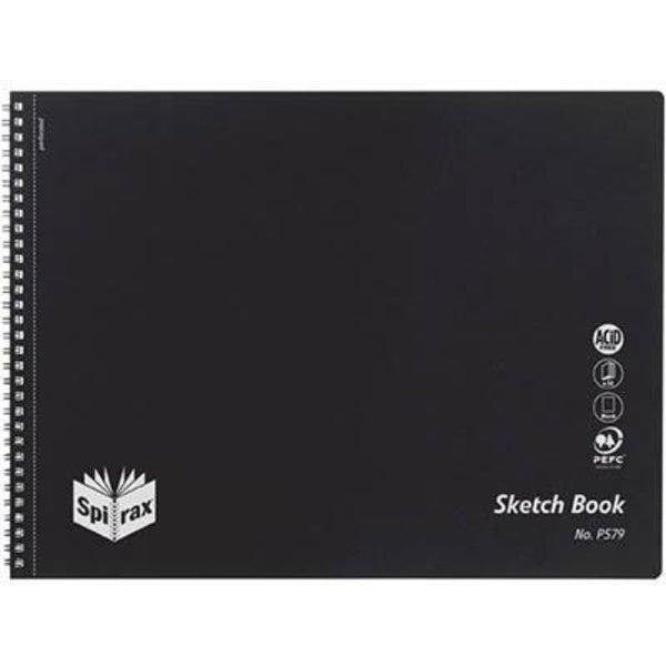 Spirax P579 Sketch Book Side Open 32 Page 272 X 360Mm Black 5606500 - SuperOffice
