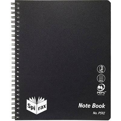 Spirax P592 Notepad Spiral Bound Side Open 120 Page 222 X 178Mm Black 5659100 - SuperOffice