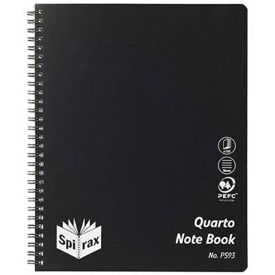 Spirax P593 Notepad Spiral Bound Side Open 120 Page Quarto 252 X 200Mm Black 5605600 - SuperOffice
