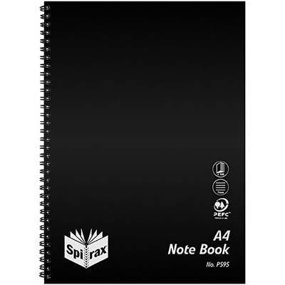 Spirax P595 Notebook 7Mm Ruled Polypropylene Cover Spiral Bound 120 Page A4 Black 5605800 - SuperOffice