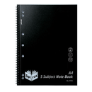 Spirax P596 5-Subject Notebook 7mm Ruled Spiral Bound 250 Page A4 Black Pack 5 4311100 (5 Pack) - SuperOffice