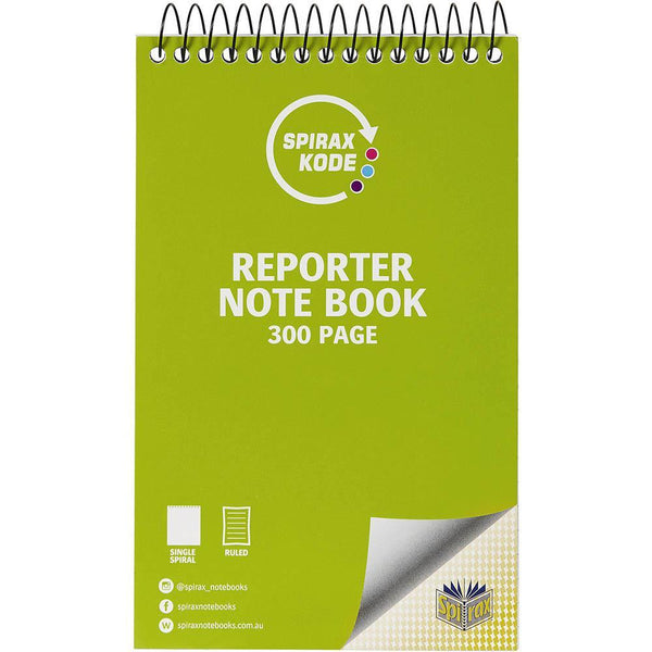 Spirax P956 Kode Notebook Reporter 200 Ruled Page 203 X 127Mm Green 56956G - SuperOffice