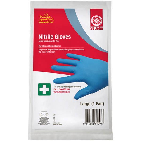 St John Nitrile Gloves Large 5 Pairs 305402L - SuperOffice