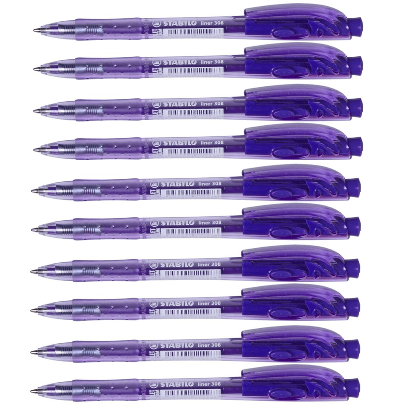 Stabilo 308 Liner Retractable Ballpoint Pen Medium Violet Box 10 0280770 - SuperOffice