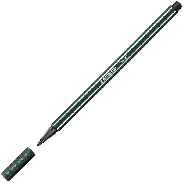 Stabilo 68 Fibre Tip Pen Earth Green Box 10 49704 - SuperOffice